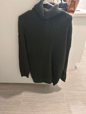 Divided Olive Green Chunky Knit Turtleneck Sweater